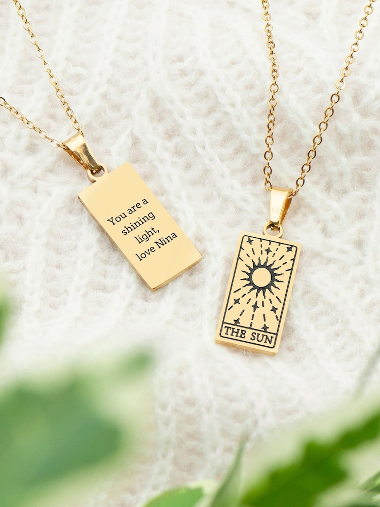 Treat Republic Personalised Gold Plated Sun Tarot Card Necklace - Image 2 of 5