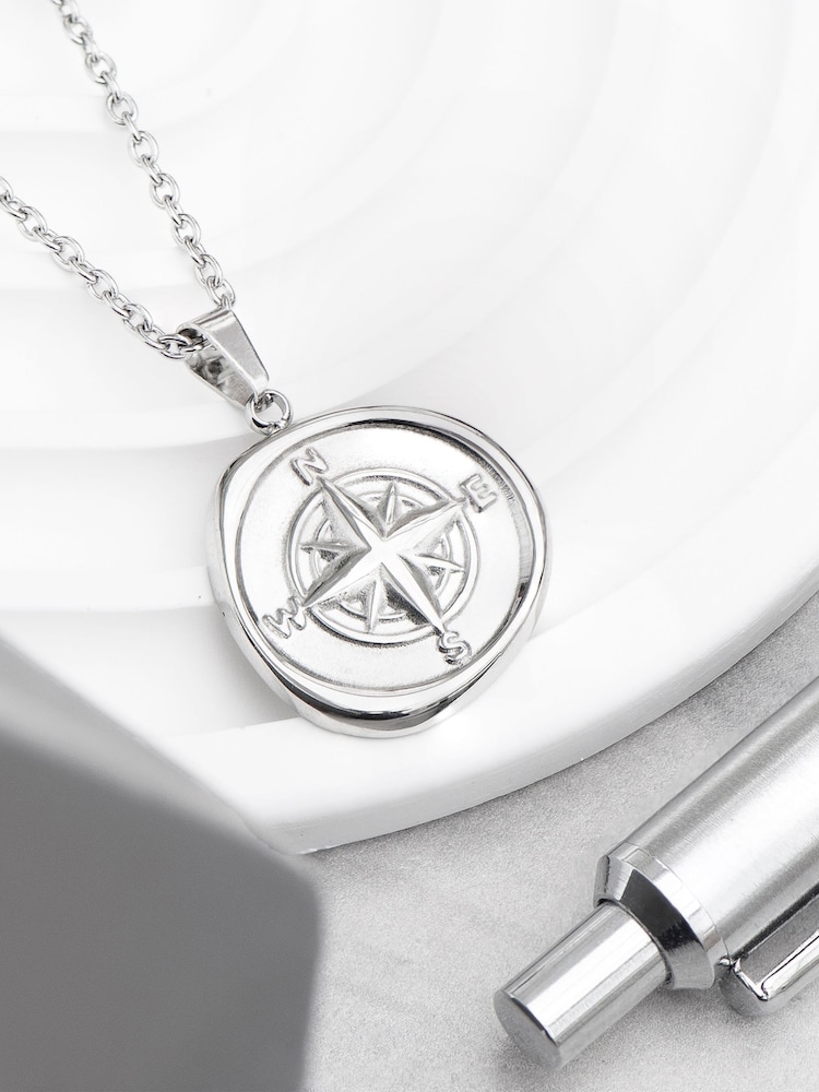 Mens Personalised Compass Amulet Necklace by Treat Republic - Image 1 of 5