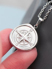 Mens Personalised Compass Amulet Necklace by Treat Republic - Image 3 of 5