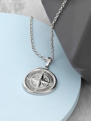Mens Personalised Compass Amulet Necklace by Treat Republic - Image 4 of 5