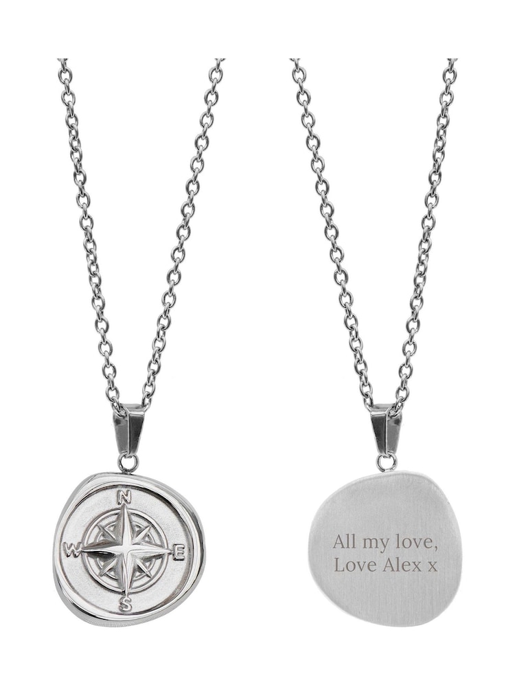 Mens Personalised Compass Amulet Necklace by Treat Republic - Image 5 of 5
