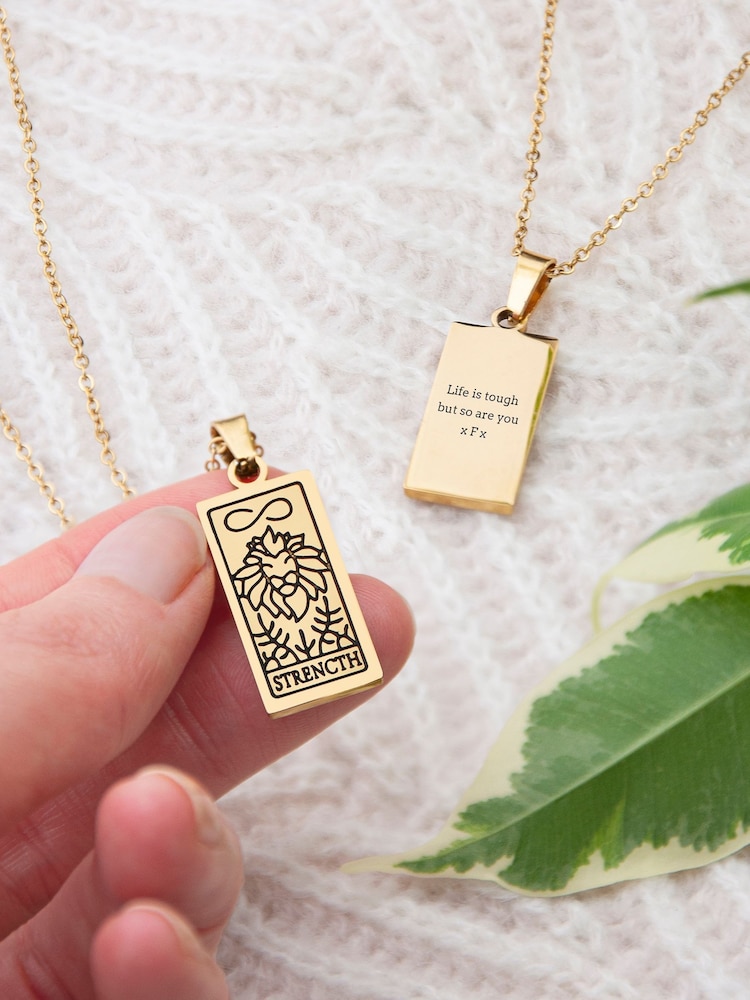 Personalised Strength Tarot Card Necklace by Treat Republic - Image 2 of 5