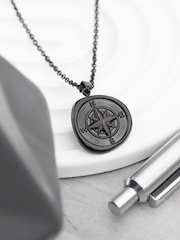 Mens Personalised Compass Amulet Necklace by Treat Republic - Image 1 of 5