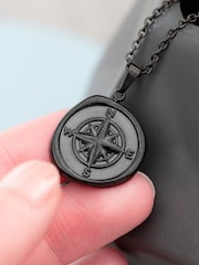 Mens Personalised Compass Amulet Necklace by Treat Republic - Image 3 of 5