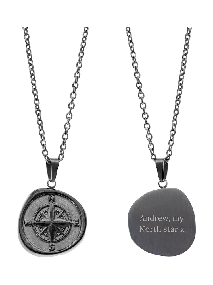 Mens Personalised Compass Amulet Necklace by Treat Republic - Image 5 of 5