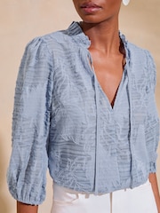 Lipsy Blue Tie Neck Blouse - Image 4 of 4