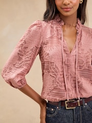 Lipsy Pink Tie Neck Blouse - Image 2 of 4