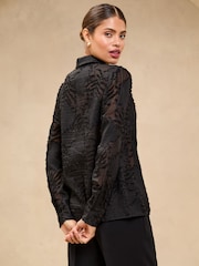 Lipsy Black Burnout Button Through Shirt - Image 4 of 4