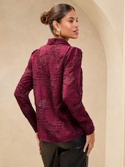 Lipsy Burgundy Red Burnout Button Through Shirt - Image 4 of 4
