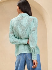 Lipsy Blue Burnout Button Through Shirt - Image 2 of 4