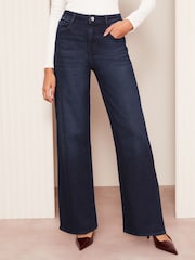 Friends Like These Dark Blue Petite Relaxed Wide Leg Jeans - Image 1 of 1
