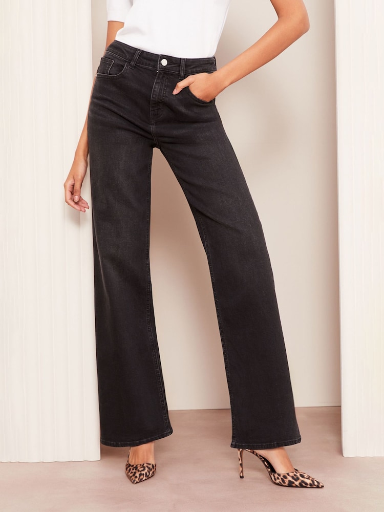 Friends Like These Black Petite Relaxed Wide Leg Jeans - Image 1 of 1