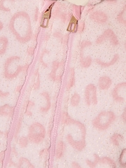 Lipsy Pink Leopard Print Baby Soft Touch Fleece Sleepsuit (0-24mths) - Image 3 of 4