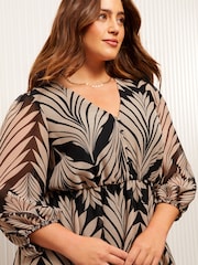 Friends Like These Black Curve Chiffon Ruche Waist Mini Dress - Image 3 of 4