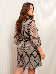 Friends Like These Black Curve Chiffon Ruche Waist Mini Dress - Image 4 of 4