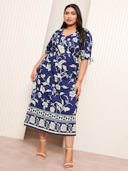 Friends Like These Curve Satin Printed Midi Dress - Image 1 of 5