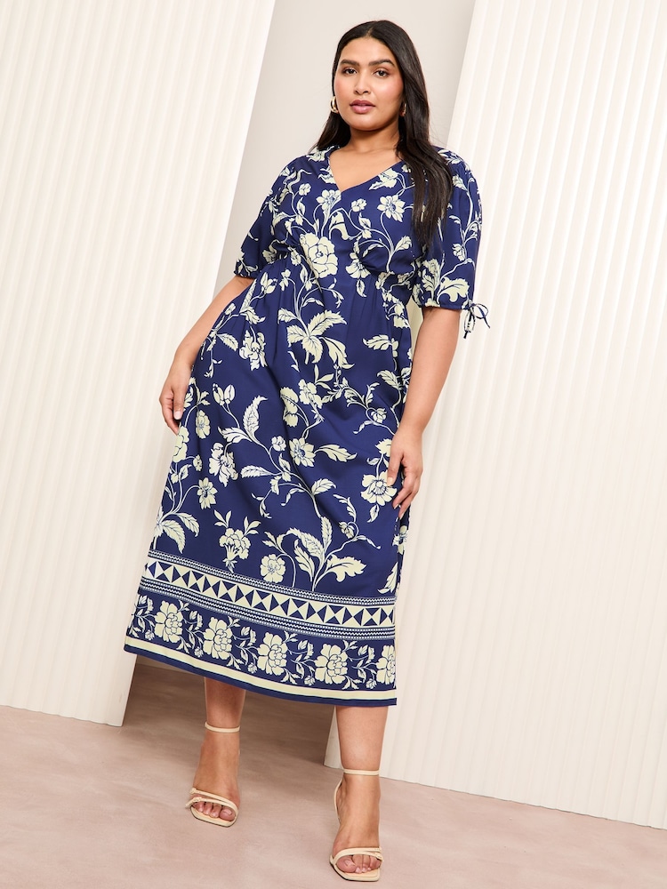 Friends Like These Curve Satin Printed Midi Dress - Image 1 of 5