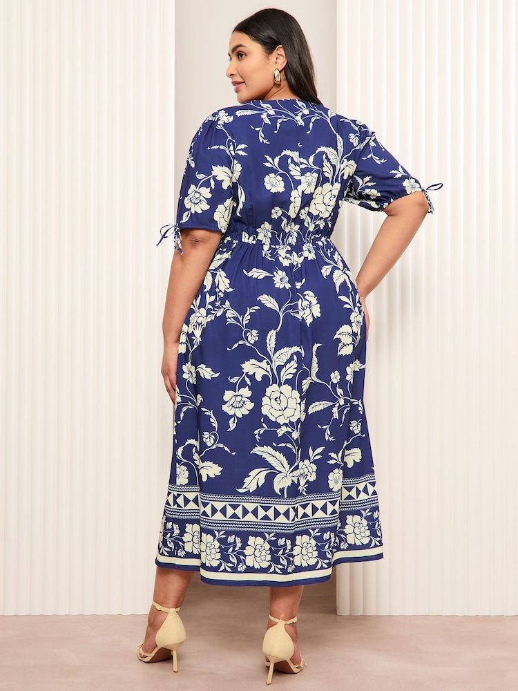 Friends Like These Curve Satin Printed Midi Dress - Image 2 of 5