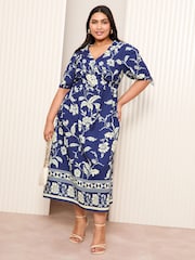 Friends Like These Curve Satin Printed Midi Dress - Image 3 of 5