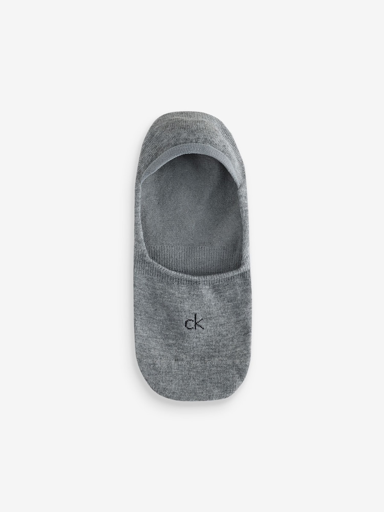 Calvin Klein Grey Soft Cotton Invisible Socks 3 Pack - Image 2 of 4 Calvin Klein Grey Soft Cotton Invisible Socks 3 Pack - Image 2 of 4