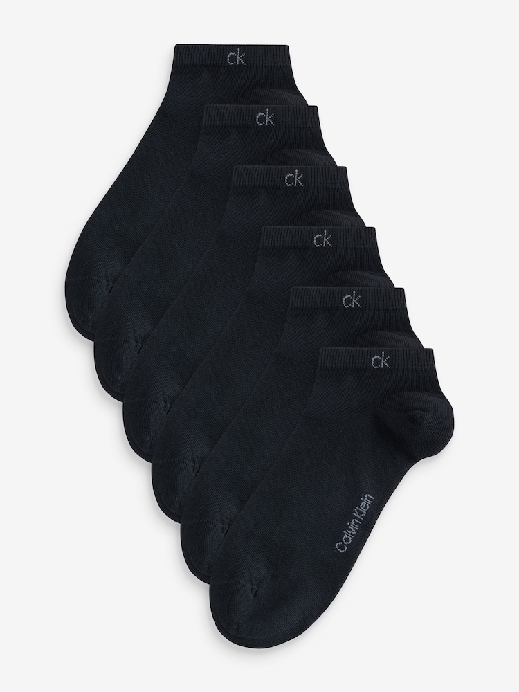 Calvin Klein Black Logo Trainer Socks 6 Pack - Image 1 of 7 Calvin Klein Black Logo Trainer Socks 6 Pack - Image 1 of 7