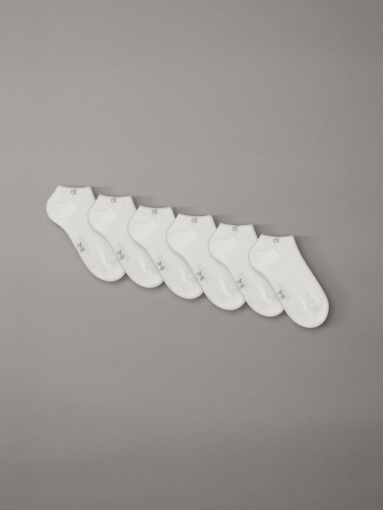 Calvin Klein White Logo Trainer Socks 6 Pack - Image 1 of 1 Calvin Klein White Logo Trainer Socks 6 Pack - Image 1 of 1