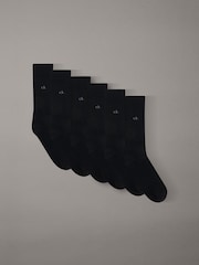 Calvin Klein Black Logo Crew Socks 6 Pack - Image 1 of 1