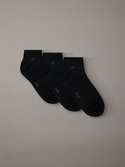 Calvin Klein Black Soft Cotton Stretch Ankle Socks 3 Pack - Image 1 of 1