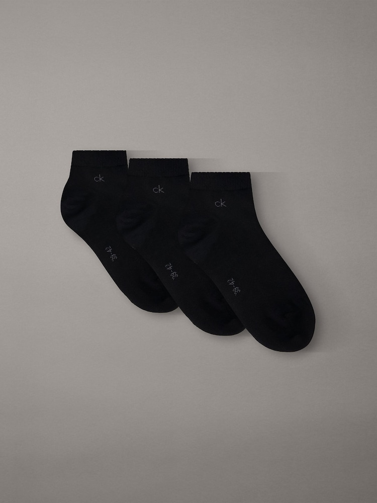 Calvin Klein Black Soft Cotton Stretch Ankle Socks 3 Pack - Image 1 of 1 Calvin Klein Black Soft Cotton Stretch Ankle Socks 3 Pack - Image 1 of 1