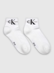 Calvin Klein White Soft Cotton Stretch Ankle Socks 2 Pack - Image 1 of 3