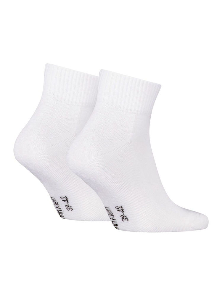 Calvin Klein White Soft Cotton Stretch Ankle Socks 2 Pack - Image 2 of 3 Calvin Klein White Soft Cotton Stretch Ankle Socks 2 Pack - Image 2 of 3