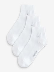 Calvin Klein White Soft Cotton Stretch Ankle Socks 3 Pack - Image 2 of 3