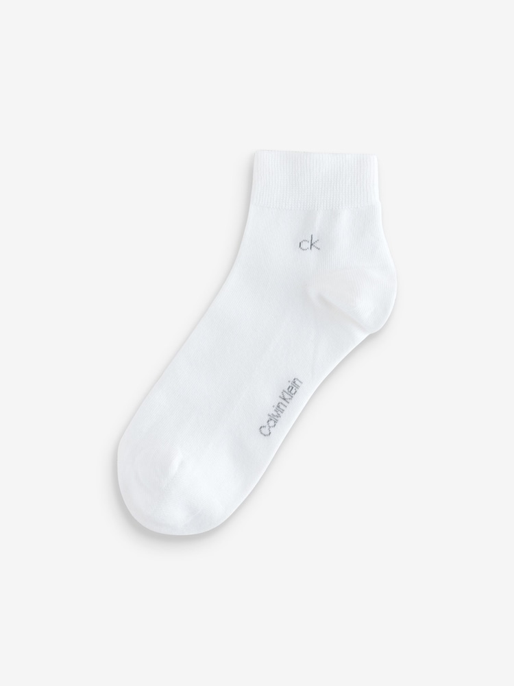 Calvin Klein White Soft Cotton Stretch Ankle Socks 3 Pack - Image 3 of 3 Calvin Klein White Soft Cotton Stretch Ankle Socks 3 Pack - Image 3 of 3