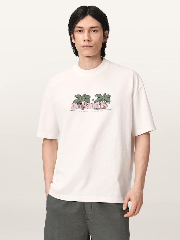 AllSaints White Troppo Short Sleeve Crew Neck T-Shirt - Image 1 of 6 AllSaints White Troppo Short Sleeve Crew Neck T-Shirt - Image 1 of 6