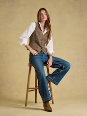 Joules Melanie White Long Sleeve Blouse With Ruffle Neck - Image 3 of 7