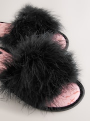 Rockett St George Black Faux Fur Slippers - Image 7 of 8