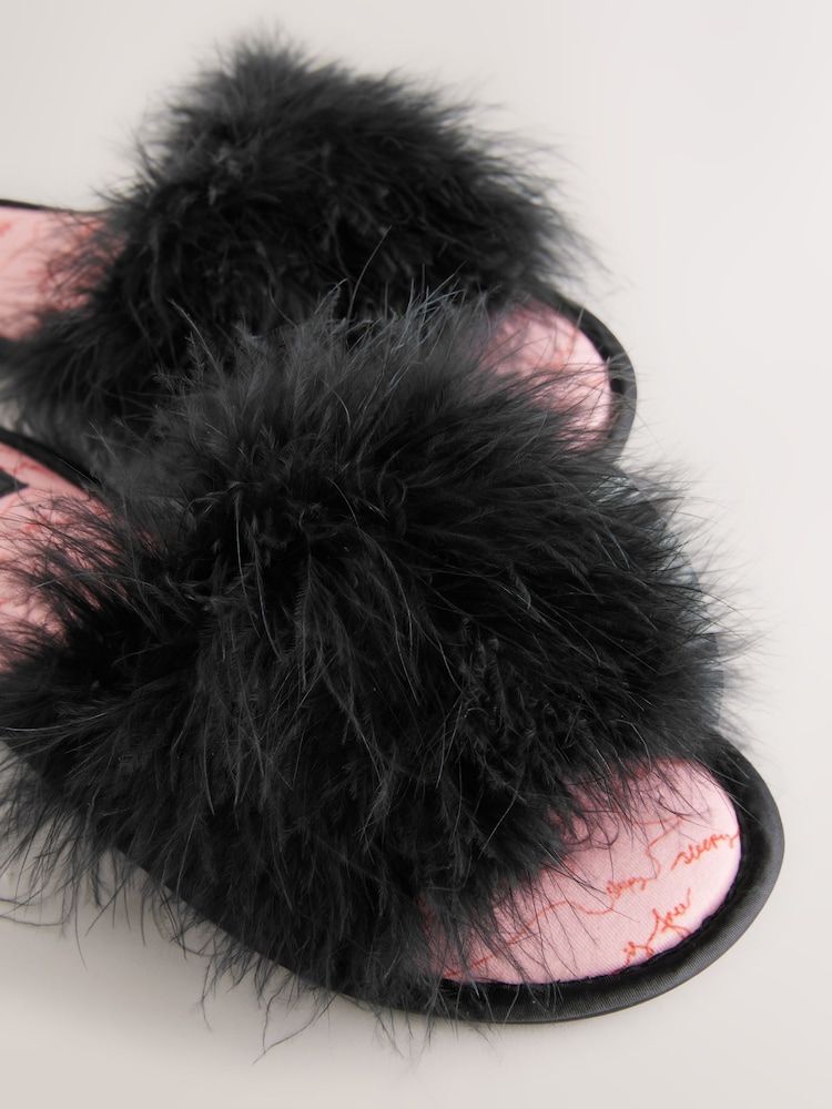 Rockett St George Black Faux Fur Slippers - Image 7 of 8