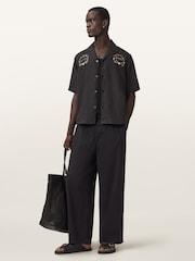 AllSaints Black Klavicle Short Sleeve Shirt - Image 1 of 8