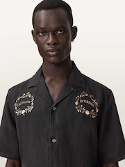 AllSaints Black Klavicle Short Sleeve Shirt - Image 4 of 8