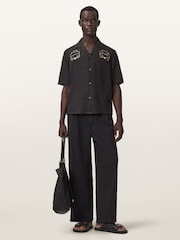 AllSaints Black Klavicle Short Sleeve Shirt - Image 7 of 8