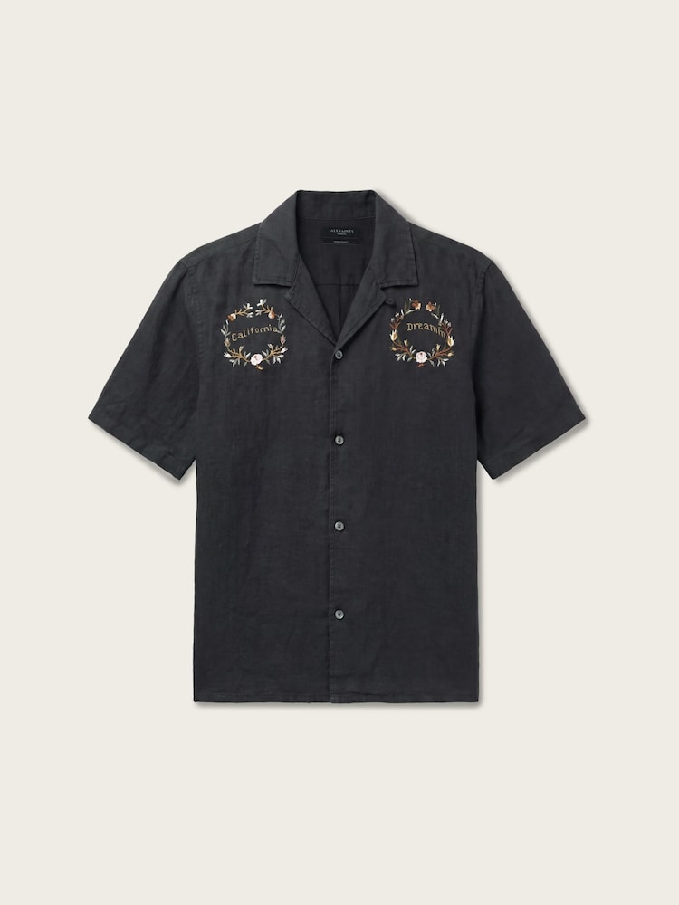 AllSaints Black Klavicle Short Sleeve Shirt - Image 8 of 8