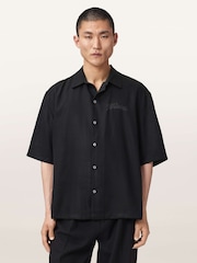 AllSaints Black Circe Short Sleeve Shirt - Image 1 of 6