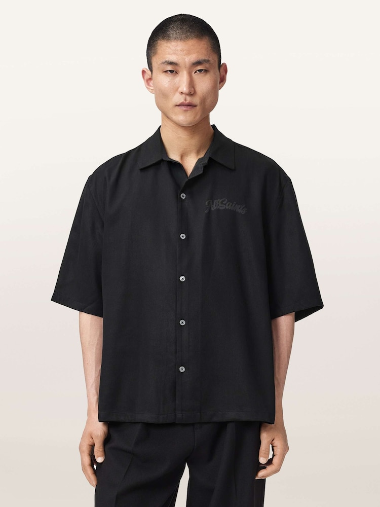 AllSaints Black Circe Short Sleeve Shirt - Image 1 of 6