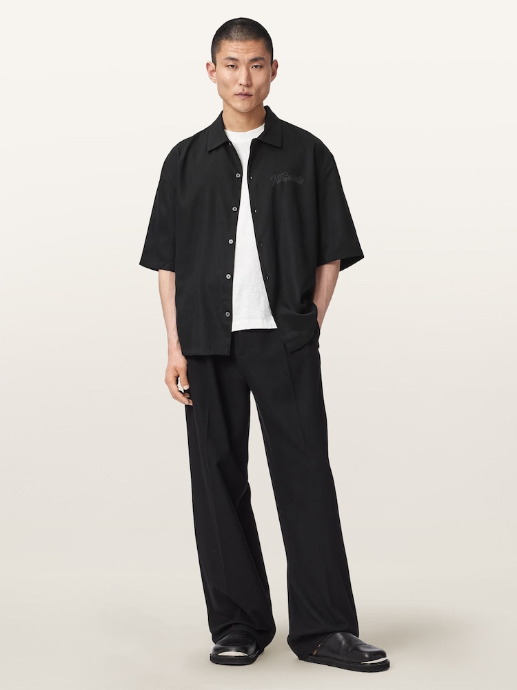 AllSaints Black Circe Short Sleeve Shirt - Image 2 of 6