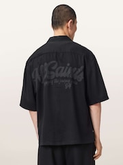 AllSaints Black Circe Short Sleeve Shirt - Image 4 of 6
