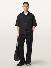 AllSaints Black Circe Short Sleeve Shirt - Image 5 of 6