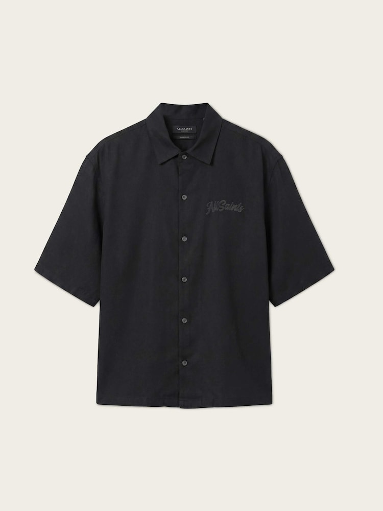 AllSaints Black Circe Short Sleeve Shirt - Image 6 of 6