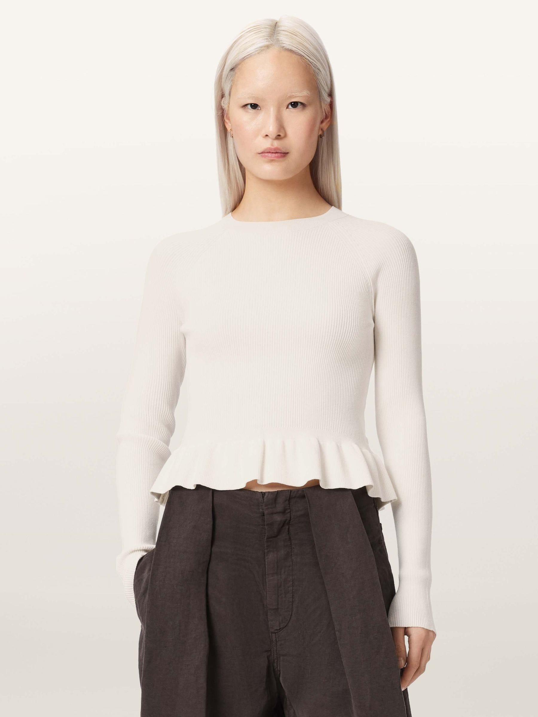 Allsaints Women's White Jas Lightweight Fitted Jumper - Size L - Image 2