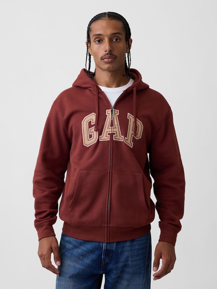 Gap Rust Red Vintage Soft Arch Logo Zip Hoodie - Image 1 of 4 Gap Rust Red Vintage Soft Arch Logo Zip Hoodie - Image 1 of 4
