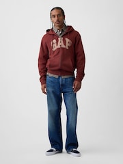 Gap Rust Red Vintage Soft Arch Logo Zip Hoodie - Image 3 of 4